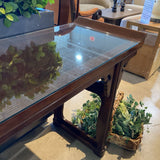 Baker Furniture Vintage Asian Glass Top Altar Console CONSOLE TABLE 84w20d34h