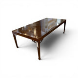 Baker Furniture Burl Mahogany Asian Style w/ Two 24" Leaves DINING TABLE 68w46d30h
