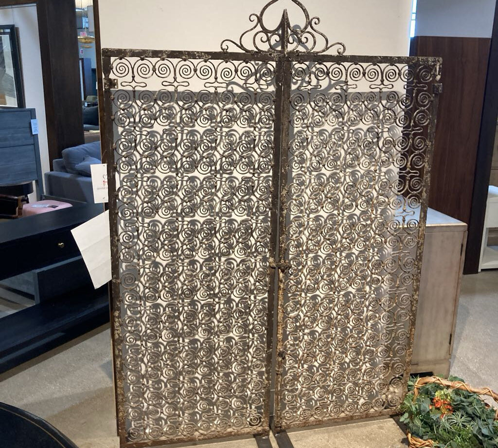 2pc Architectural Salvage Spanish Revival Cast Iron Gate FURNITURE 54Wx78H combined measurement