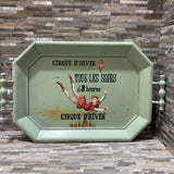 Wood Tray Wall Hanging w/ Cirque D'Hiver French Circus Graphics ACCESSORIES 32Wx20Dx2.75H
