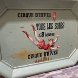 Wood Tray Wall Hanging w/ Cirque D'Hiver French Circus Graphics ACCESSORIES 32Wx20Dx2.75H