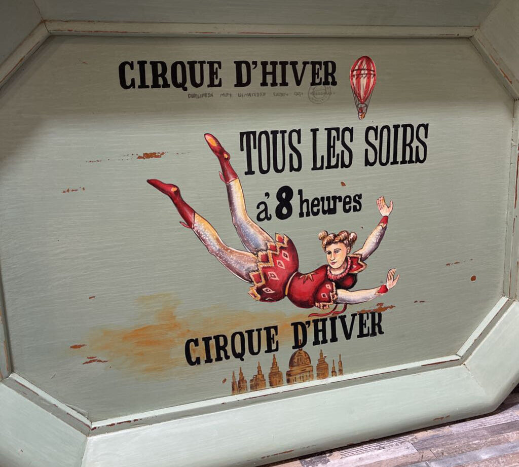 Wood Tray Wall Hanging w/ Cirque D'Hiver French Circus Graphics ACCESSORIES 32Wx20Dx2.75H