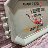 Wood Tray Wall Hanging w/ Cirque D'Hiver French Circus Graphics ACCESSORIES 32Wx20Dx2.75H