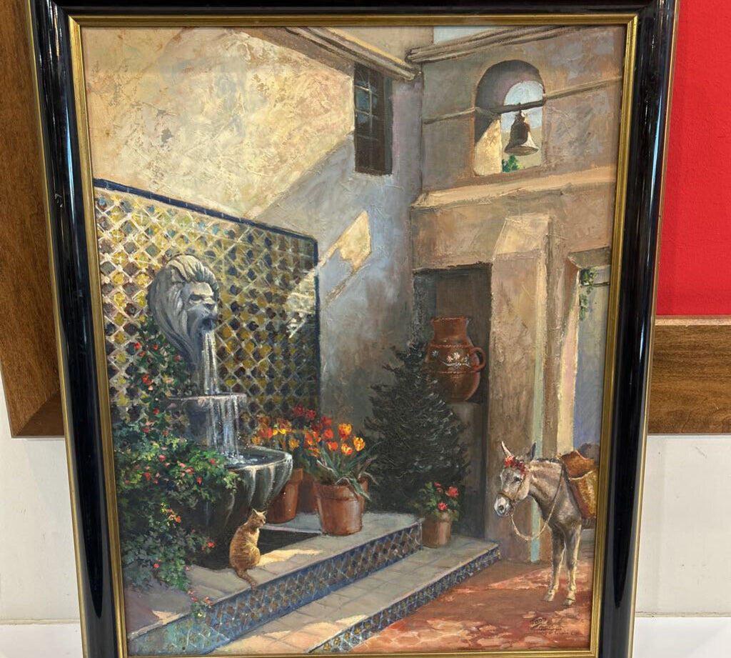 Original Courtyard Scene Marilyn Todd Daniels ART WORK 26x32