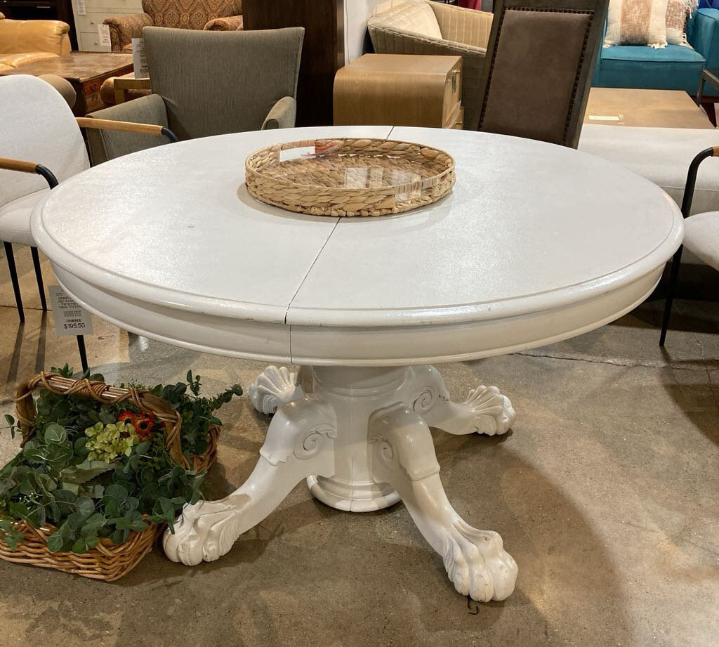 Round Clawfoot Pedestal DINING TABLE White 48d28h