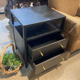 Mendel 2-Drawer NIGHTSTAND Black/Gold 21w17d26.5h