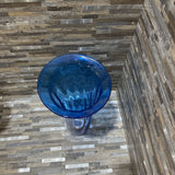 Blenko Glass Blue Paneled Optic Flare Rim Vase ACCESSORIES 8.5d15h