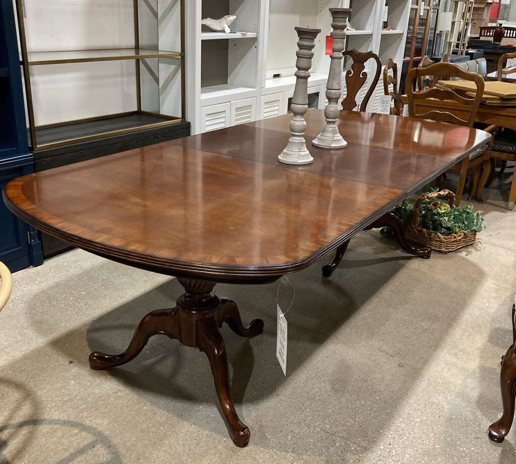 Queen Anne Double Pedestal w/ Two 24" Leaves DINING TABLE 78w46d30h