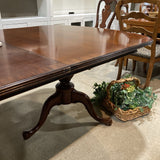 Queen Anne Double Pedestal w/ Two 24" Leaves DINING TABLE 78w46d30h