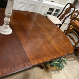 Queen Anne Double Pedestal w/ Two 24" Leaves DINING TABLE 78w46d30h