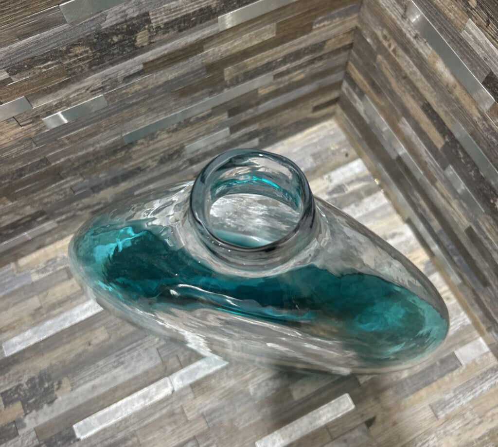Artisan Made Hand Blown Coastal Vase ACCESSORIES 11w2.5d12h