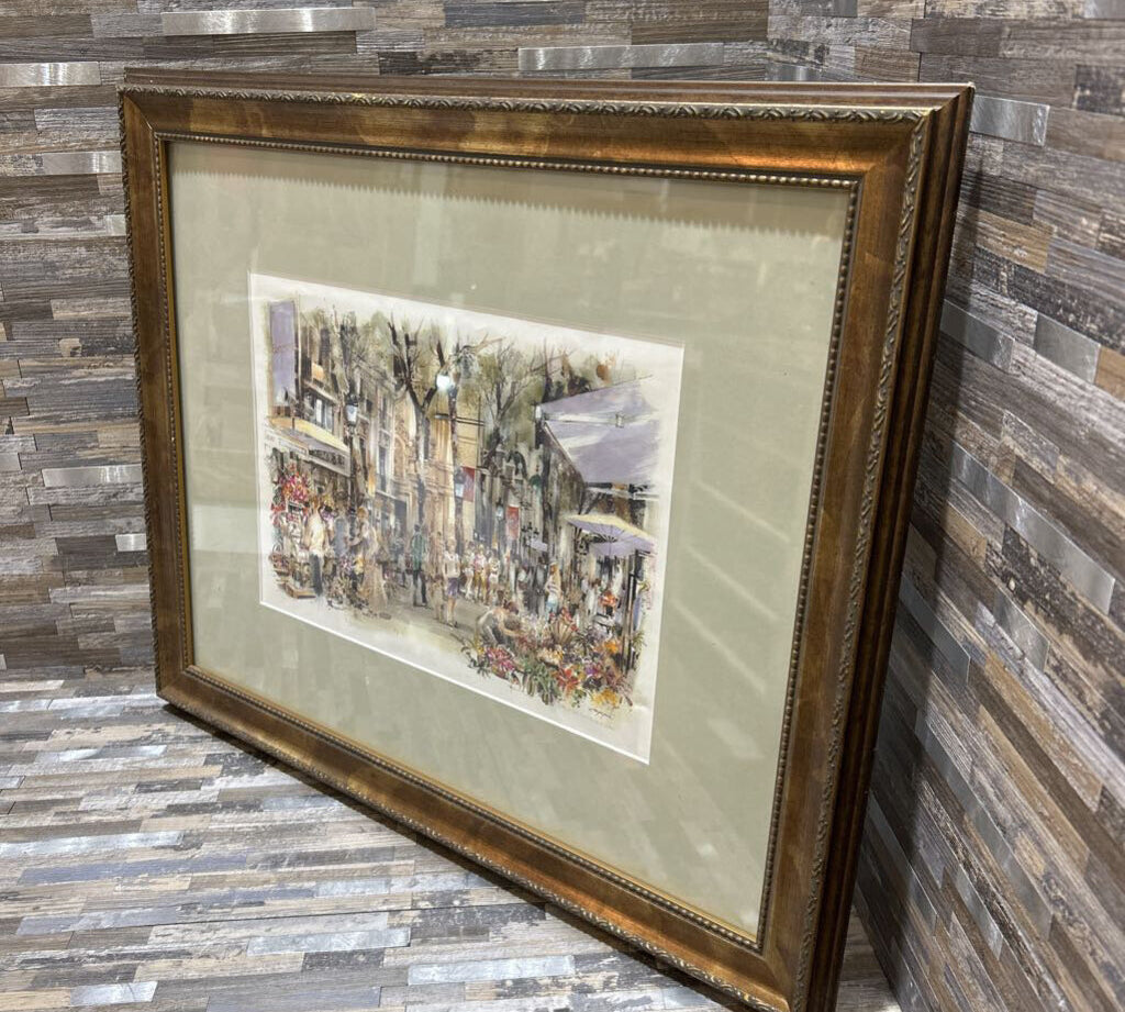 Parisian Street Scene By Lucien Delarue ART WORK 23x19