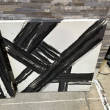 2pc Set "Strokes Of Noir" Textured Canvas Print ART WORK 22x22