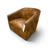 Back Creek Capital Faux Leather Swivel Barrel CHAIR Brown 30w30d29h