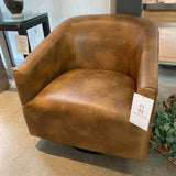 Back Creek Capital Faux Leather Swivel Barrel CHAIR Brown 30w30d29h