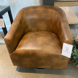 Back Creek Capital Faux Leather Swivel Barrel CHAIR Brown 30w30d29h