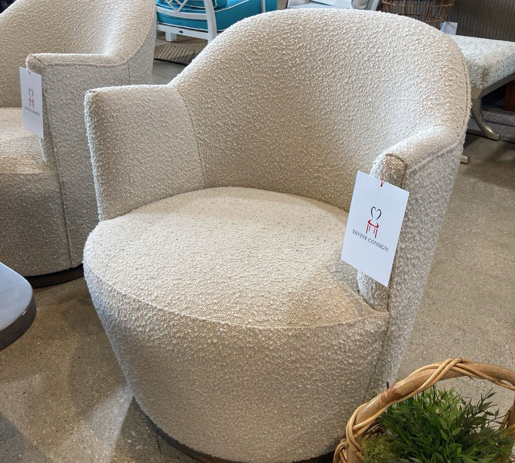Four Hands Aurora Swivel CHAIR Knoll Natural Boucle 26w31.5d31h