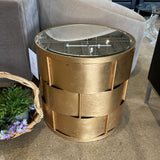 Safavieh Brass Basket Weave Table w/ Mirrored Top SIDE TABLE 20d20h