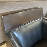 Fine Top Grain Leather w/ Wood Head Rest CHAIR Black 30Wx30Dx31H