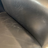 Fine Top Grain Leather w/ Wood Head Rest CHAIR Black 30Wx30Dx31H