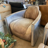 Restoration Hardware Distressed Leather Avaitor Swivel CHAIR