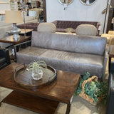Room & Board 3-Seat Distressed Leather Metal Outline Frame SOFA 76Wx30Dx29