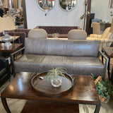 Room & Board 3-Seat Distressed Leather Metal Outline Frame SOFA 76Wx30Dx29