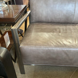 Room & Board 3-Seat Distressed Leather Metal Outline Frame SOFA 76Wx30Dx29