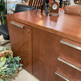 Steelcase Oversized Cherry Laminate Lockable Credenza CABINET 90Wx24Dx30H