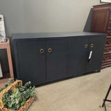 Bar Harbor Raffia 4-Door BUFFET/SIDEBOARD Navy/Gold 70w22d35h