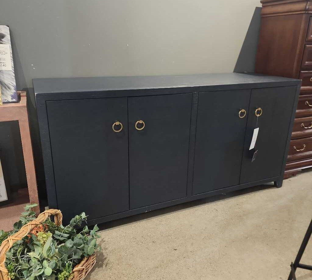 Bar Harbor Raffia 4-Door BUFFET/SIDEBOARD Navy/Gold 70w22d35h