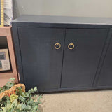 Bar Harbor Raffia 4-Door BUFFET/SIDEBOARD Navy/Gold 70w22d35h