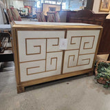 Bello Leather Console CABINET Gold/White 50w19d34h