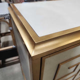 Bello Leather Console CABINET Gold/White 50w19d34h