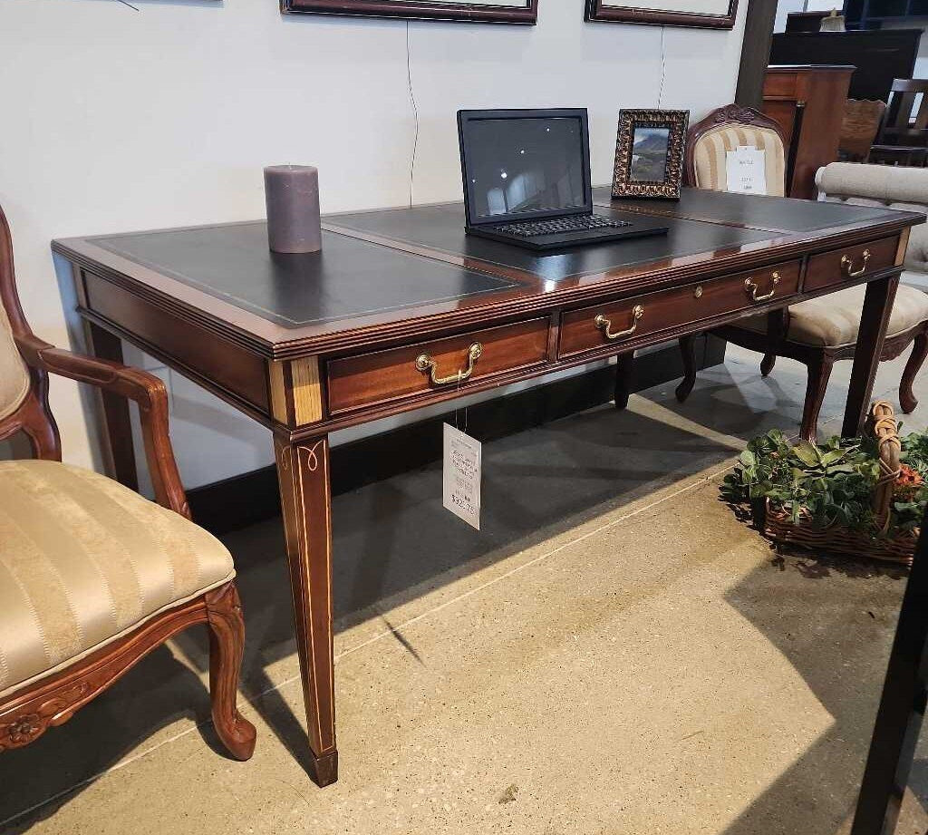 Councill Executive Leather Inlay 3-Drawer DESKS 72w36d30.5h