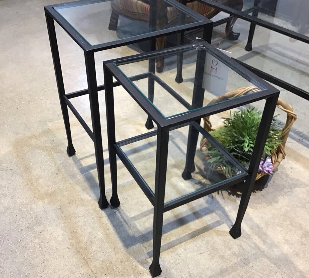 Pottery Barn Tanner Rectangular Nesting Tables END/SIDE TABLE Blackened Bronze 13w13d22.5h
