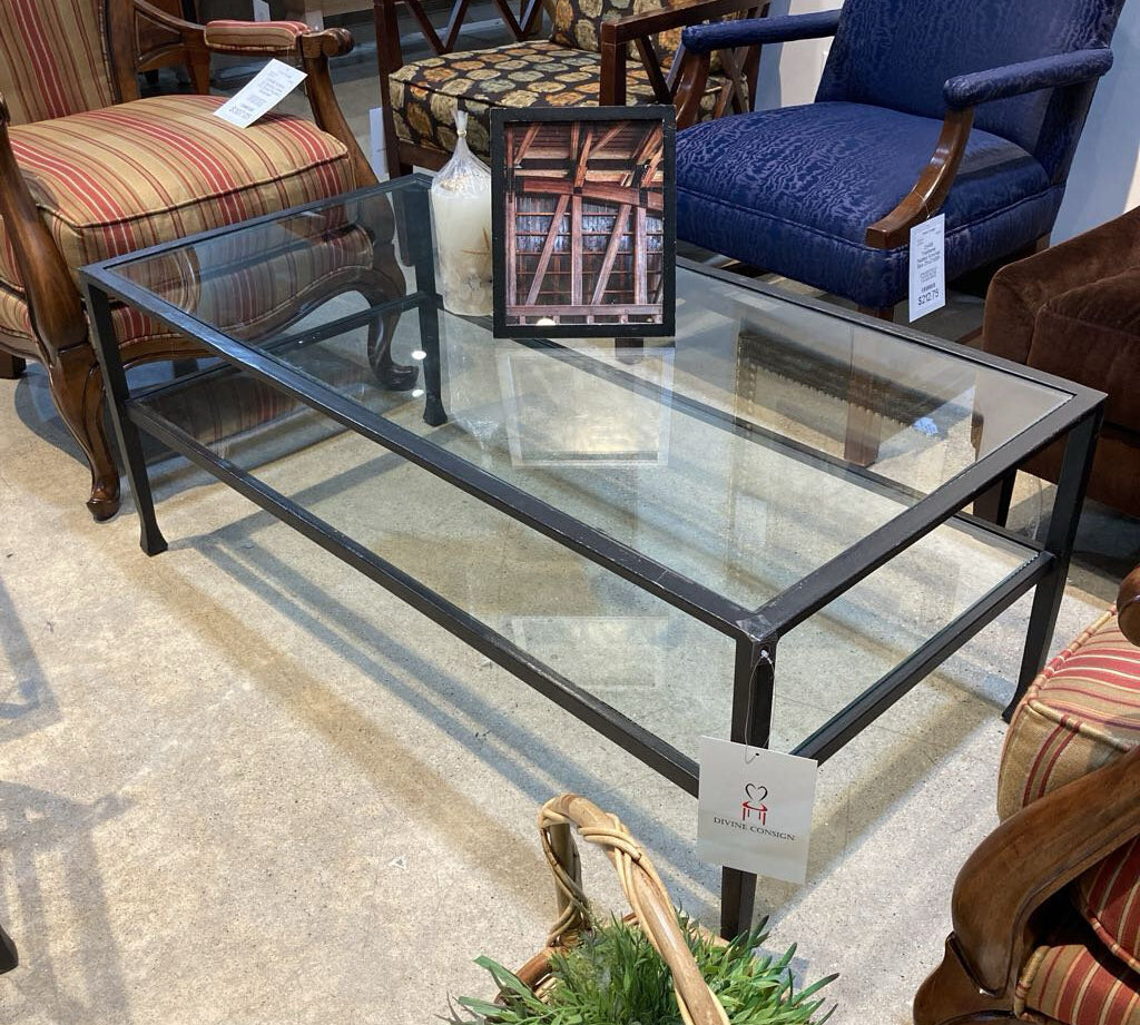 Pottery Barn Tanner Rectangular COFFEE/COCKTAIL TABLE Blackened Bronze 48w24d18.5h