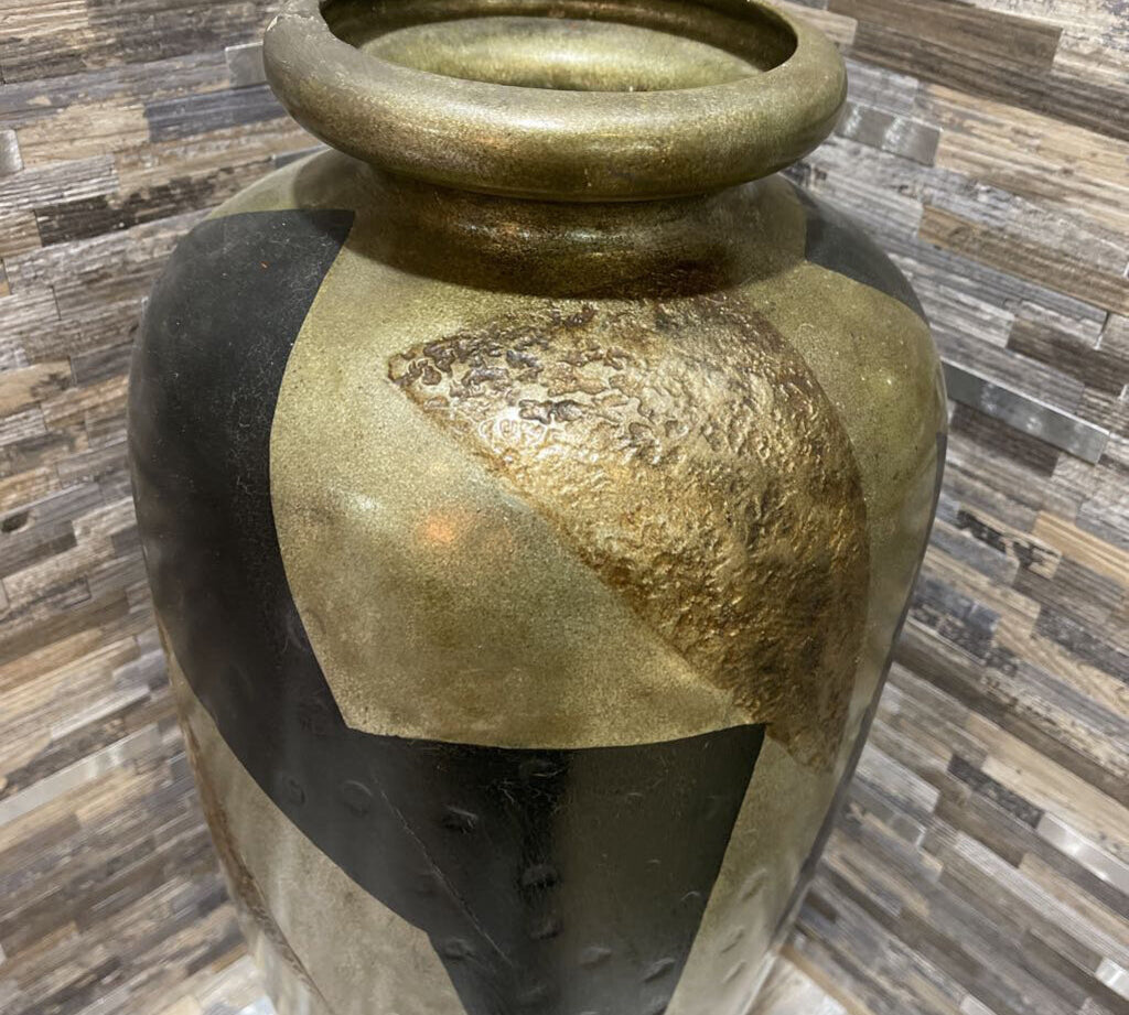 Oversized Multi-Texture Modern Ceramic Vase in the Style of Jean Dunand GIFT 9.5Wx23H