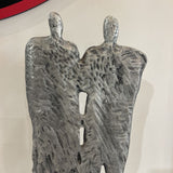 Modern Brutalist Metal Human Form Sculpture on Wood Block GIFT 13.5Wx4.5Dx29H