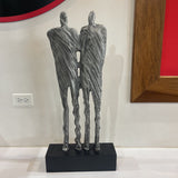 Modern Brutalist Metal Human Form Sculpture on Wood Block GIFT 13.5Wx4.5Dx29H