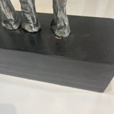 Modern Brutalist Metal Human Form Sculpture on Wood Block GIFT 13.5Wx4.5Dx29H