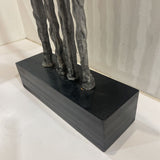 Modern Brutalist Metal Human Form Sculpture on Wood Block GIFT 13.5Wx4.5Dx29H