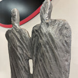 Modern Brutalist Metal Human Form Sculpture on Wood Block GIFT 13.5Wx4.5Dx29H