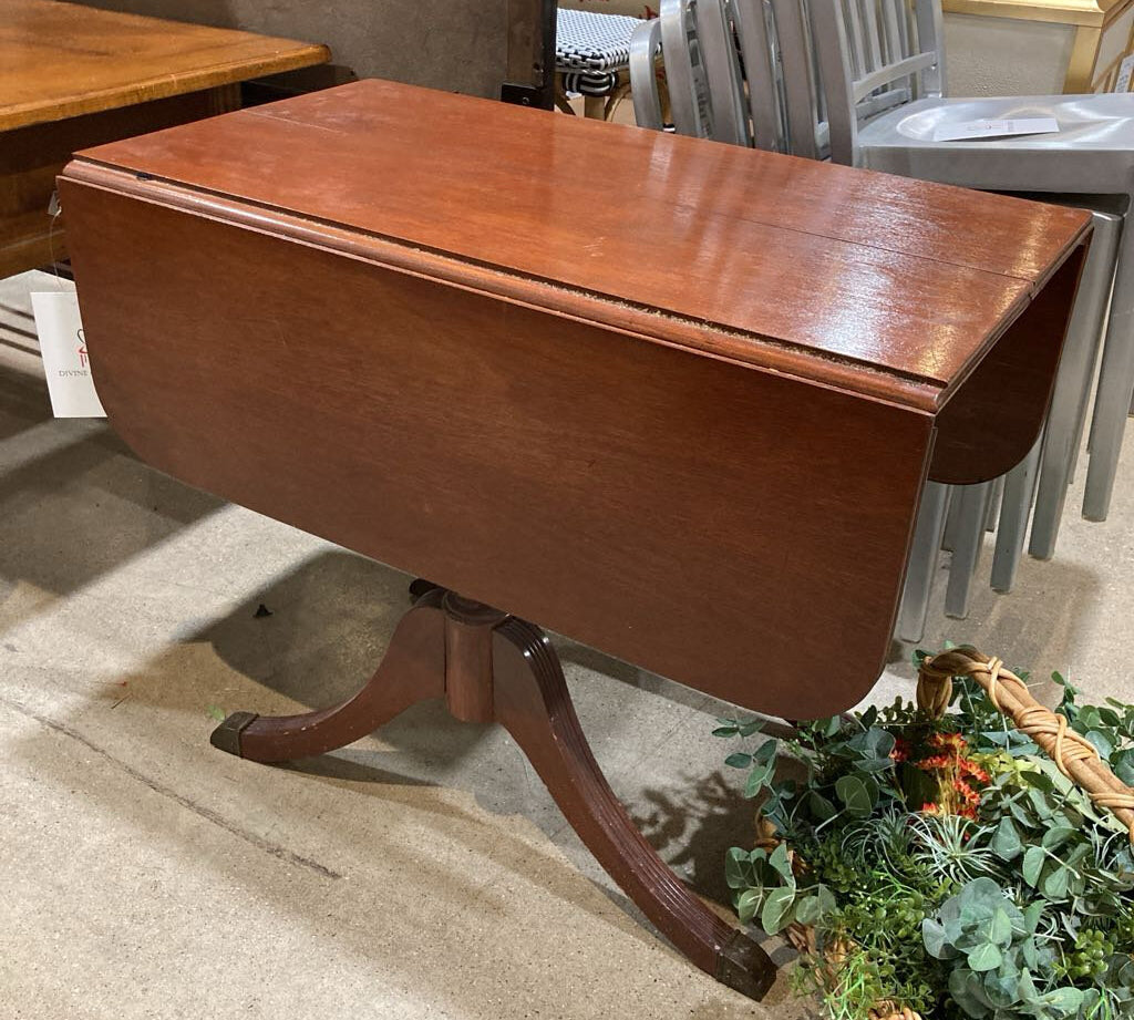 Wood Drop Leaf w/ Duncan Pfeiff Style Legs SIDE TABLE 45Wx36Dx29H