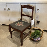 Vintage Wood w/ Needlepoint Seats DINING CHAIRS 17Wx17Dx32H