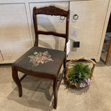 Vintage Wood w/ Needlepoint Seats DINING CHAIRS 17Wx17Dx32H