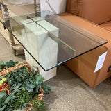 Italian Artedi Travertine Brass & Glass Top SIDE TABLE 30Wx20Dx21H