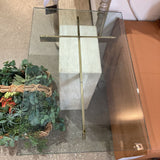 Italian Artedi Travertine Brass & Glass Top SIDE TABLE 30Wx20Dx21H