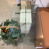 Italian Artedi Travertine Brass & Glass Top SIDE TABLE 30Wx20Dx21H