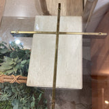 Italian Artedi Travertine Brass & Glass Top SIDE TABLE 30Wx20Dx21H